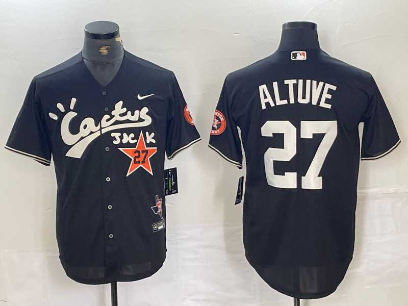 Men%27s Houston Astros #27 Jose Altuve Black Cactus Jack Cool Base Jersey
